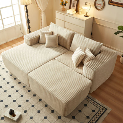 80"Modular Couch with Chaise&Ottoman, Sleeper Sofa, No Assembly Required
