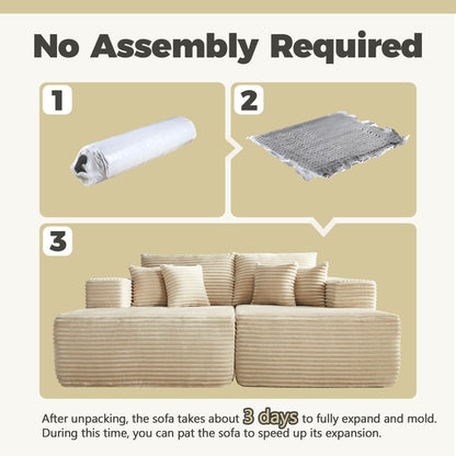 80"Modular Couch with Chaise&Ottoman, Sleeper Sofa, No Assembly Required