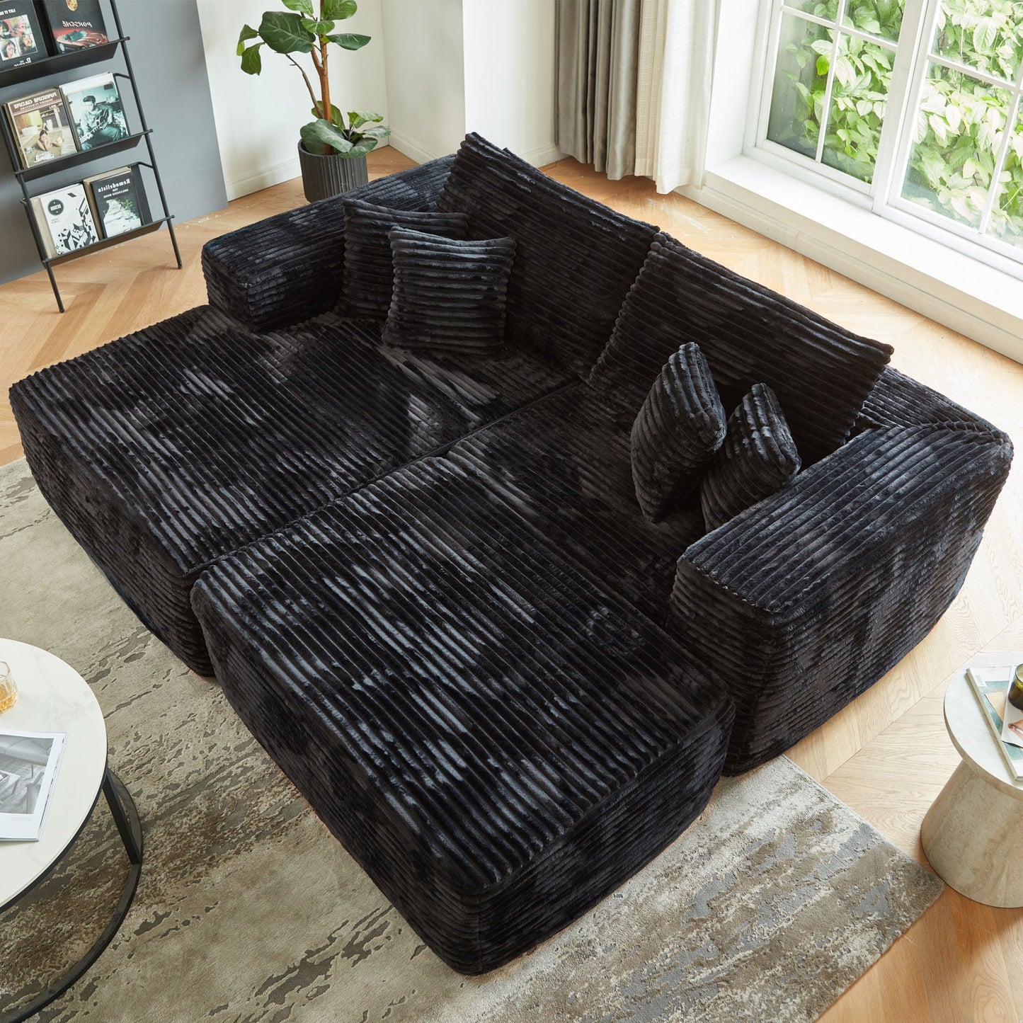 80"Modular Couch with Chaise&Ottoman, Sleeper Sofa, No Assembly Required