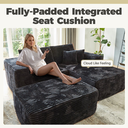 80"Modular Couch with Chaise&Ottoman, Sleeper Sofa, No Assembly Required