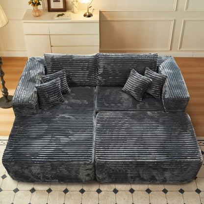 80"Modular Couch with Chaise&Ottoman, Sleeper Sofa, No Assembly Required