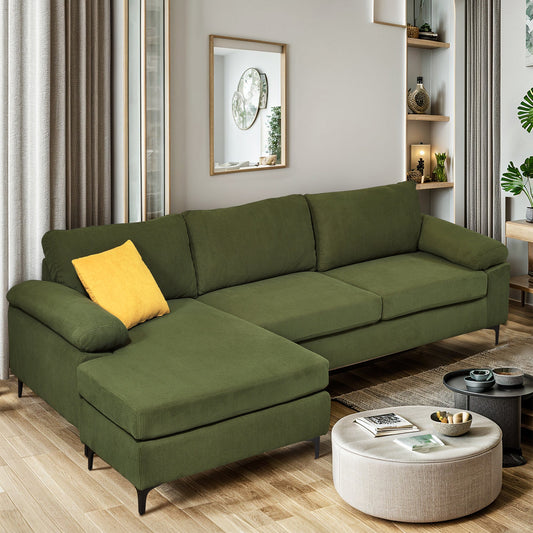 OVIOS 100.40" Reversible Chaise Sofa Narrow-Wale Corduroy